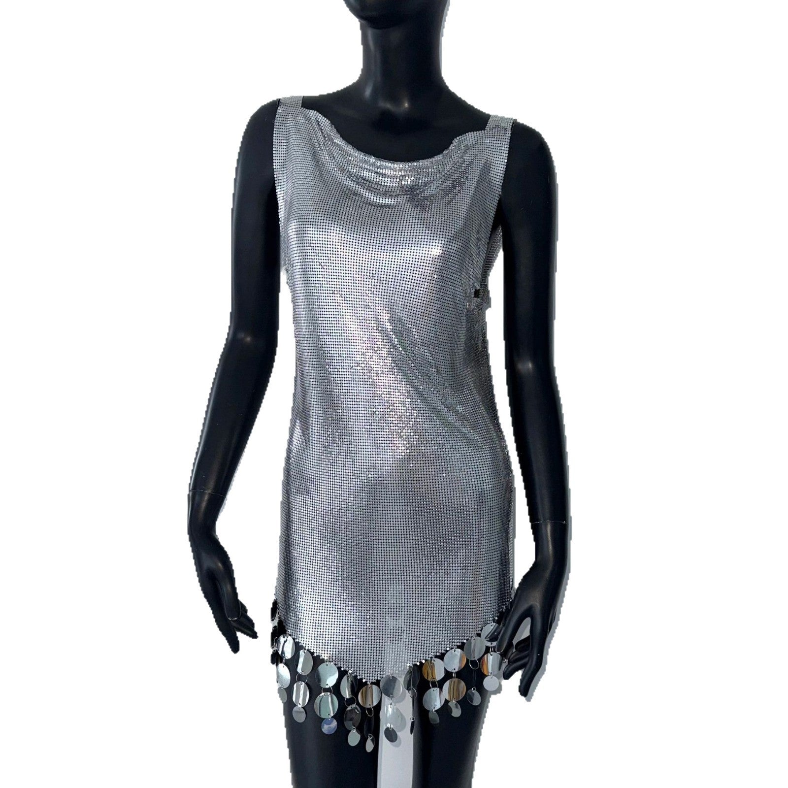 Sequins Dress Metal Stitching Vest Split