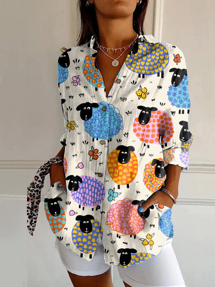 New Women's Long Sleeved Shirt For Summer Fashion, 3D Printed Shirt With Floral Pattern