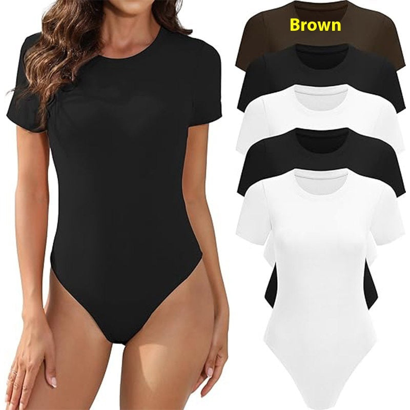 Crew Neck Casual Stretch Basic One-piece T-shirt