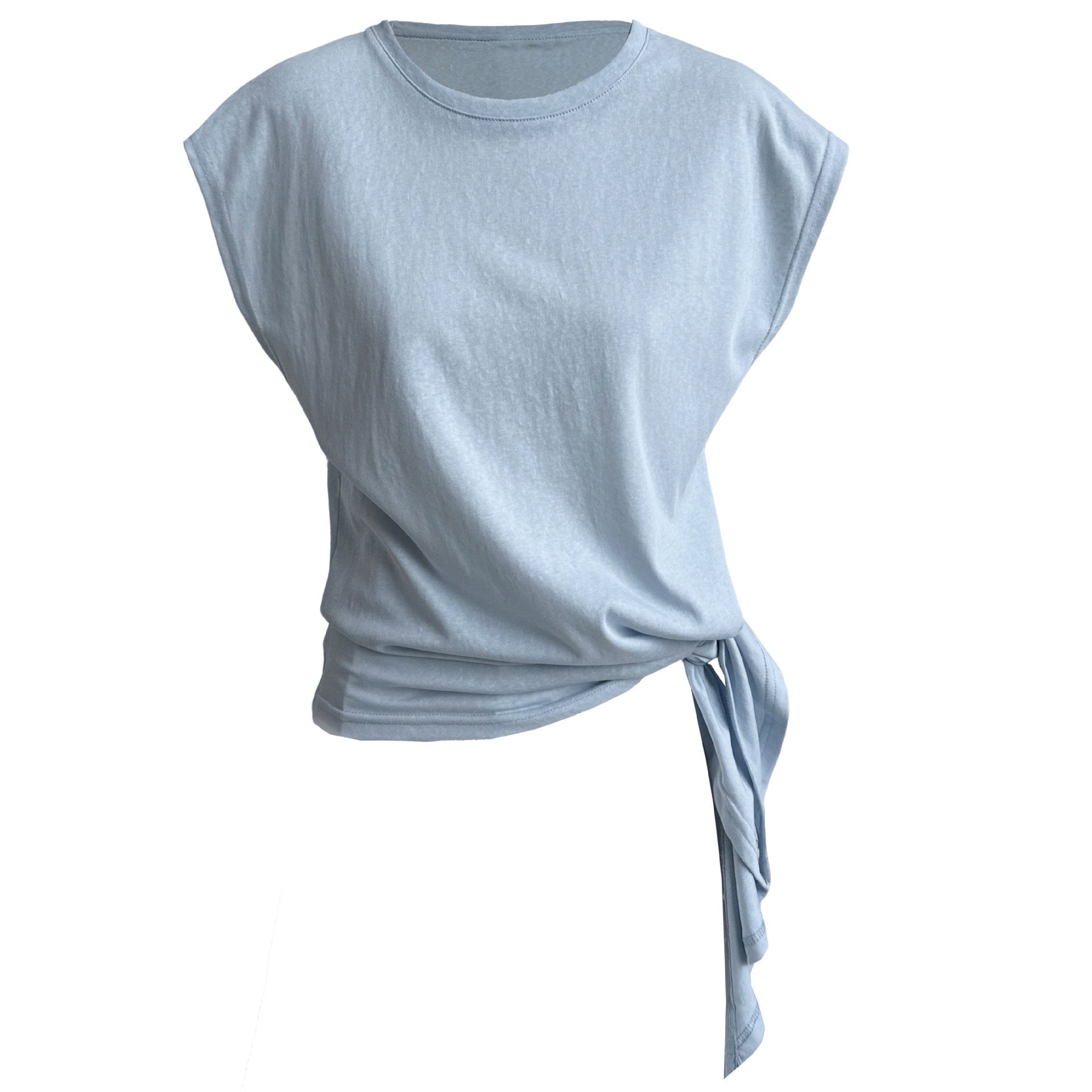 Simple Lace Short Sleeve Women's Waist Irregular Hem T-shirt
