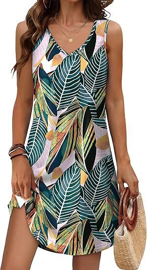 Loose Casual V-neck Flower Holiday Dress