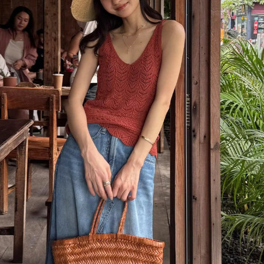 Vest Sweet Spaghetti-strap Women's Short Summer Sleeveless Beauty Back