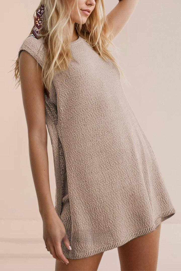 Knitwear Plus Size Slit Vest Suit Women