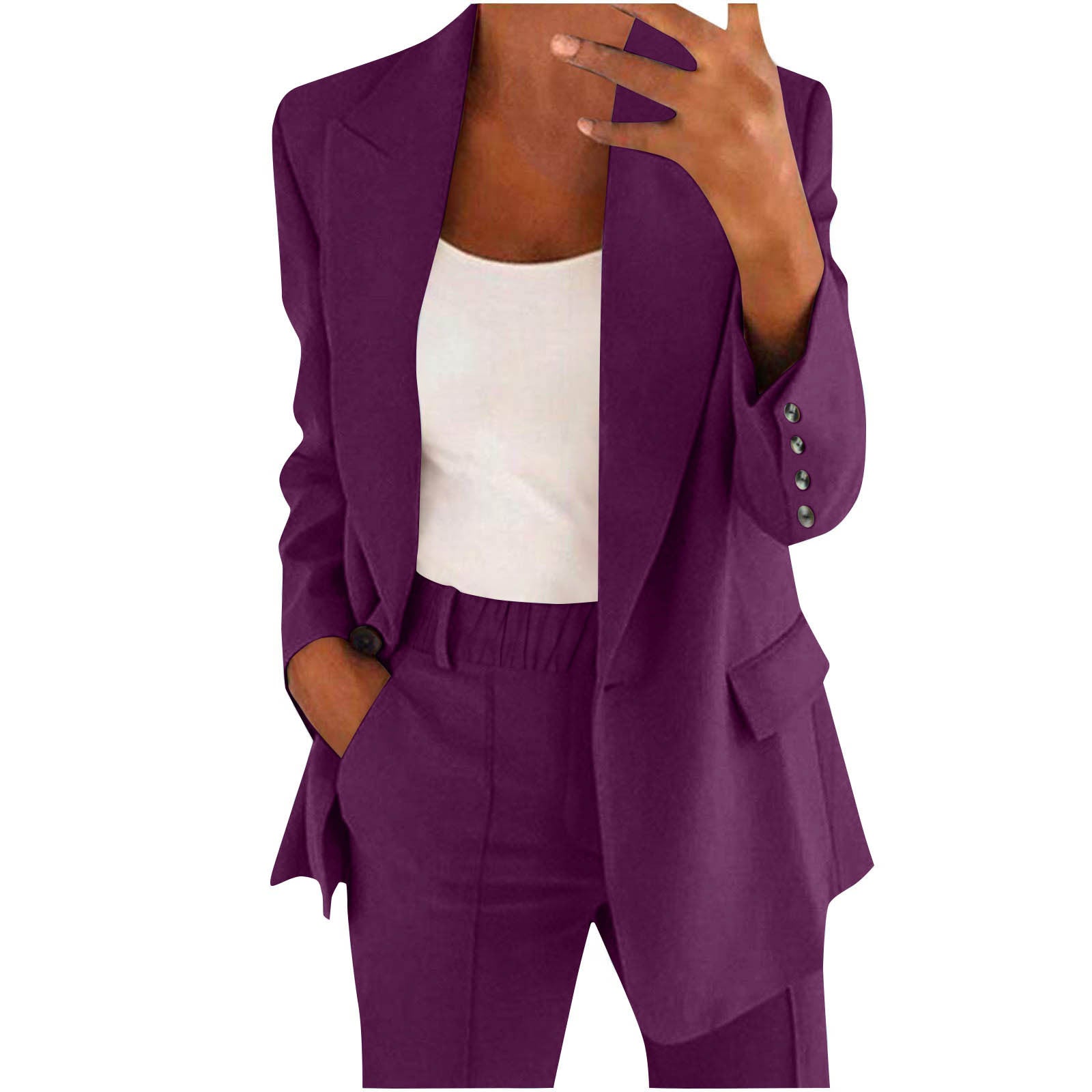 Fashion Button Slim Lapel Cardigan Temperament Suit Coat Suit