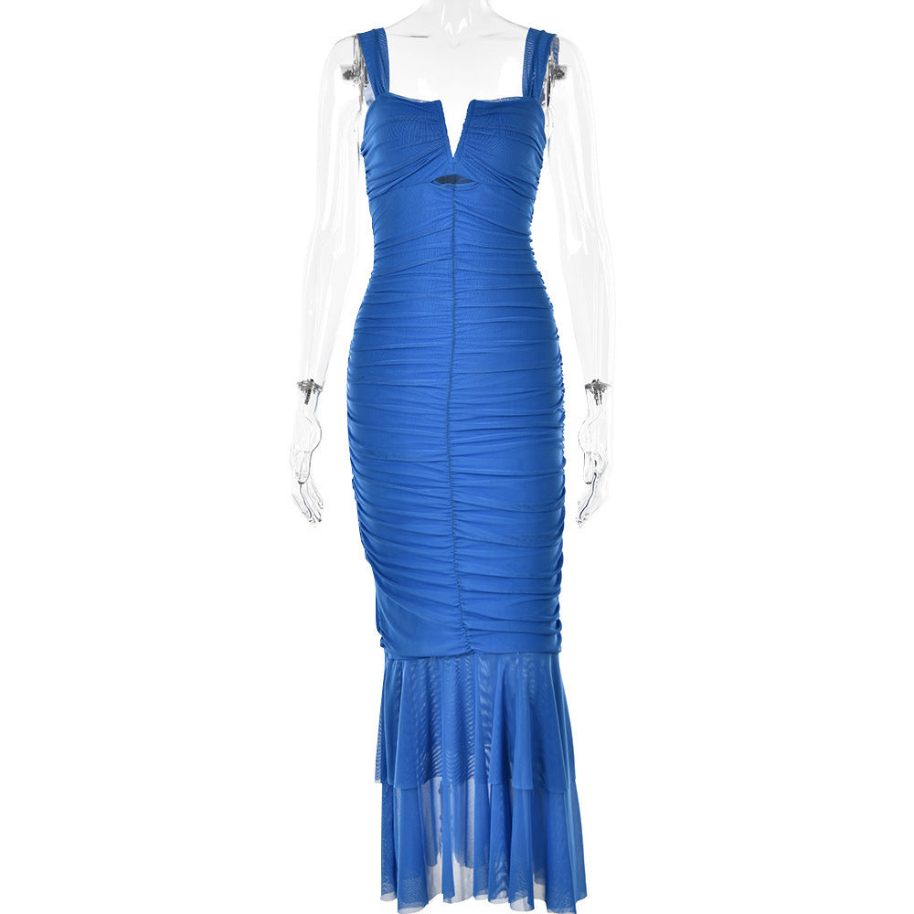 Fashion Suspenders Backless Tight Dress