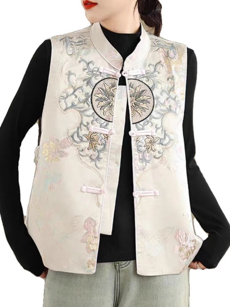 New Chinese Jacquard Embroidery Vest Coat