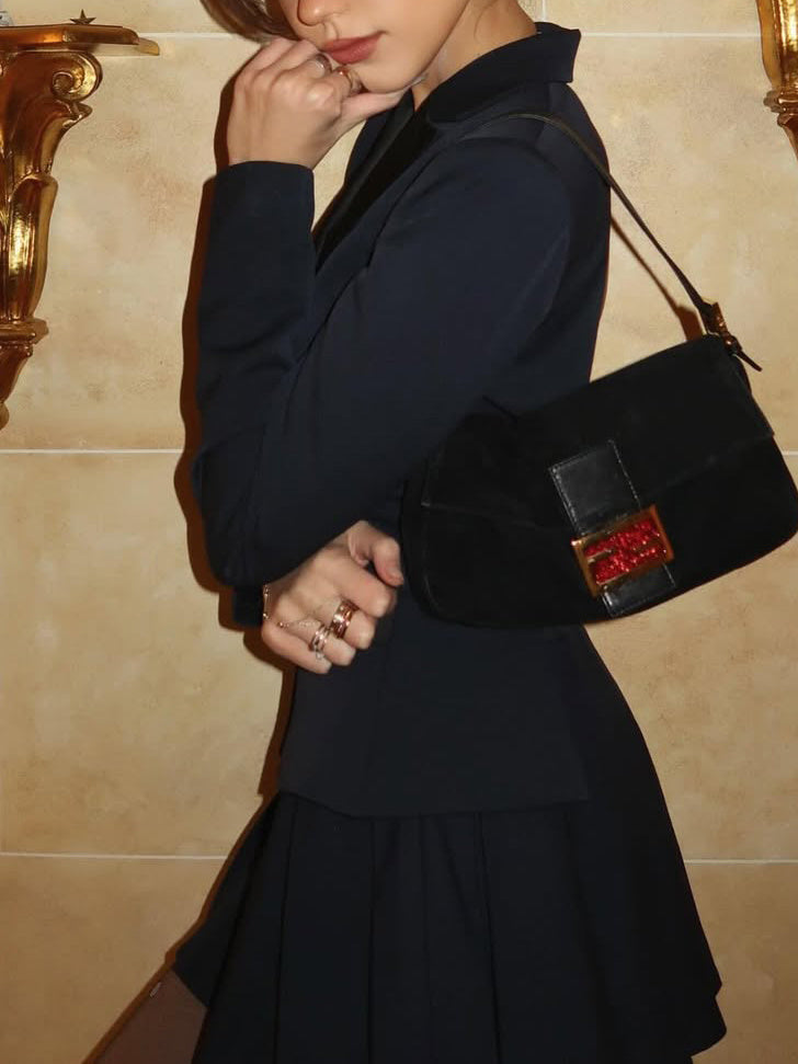 Solid Color Pleated Skirt