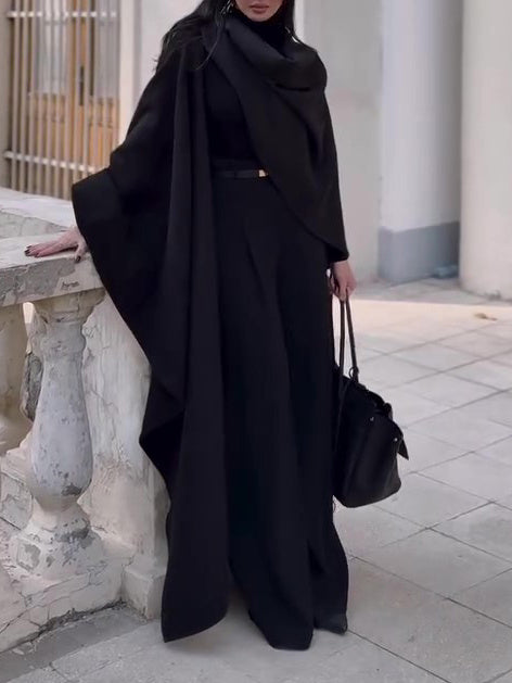 Black Oversized Long Shawl Coat