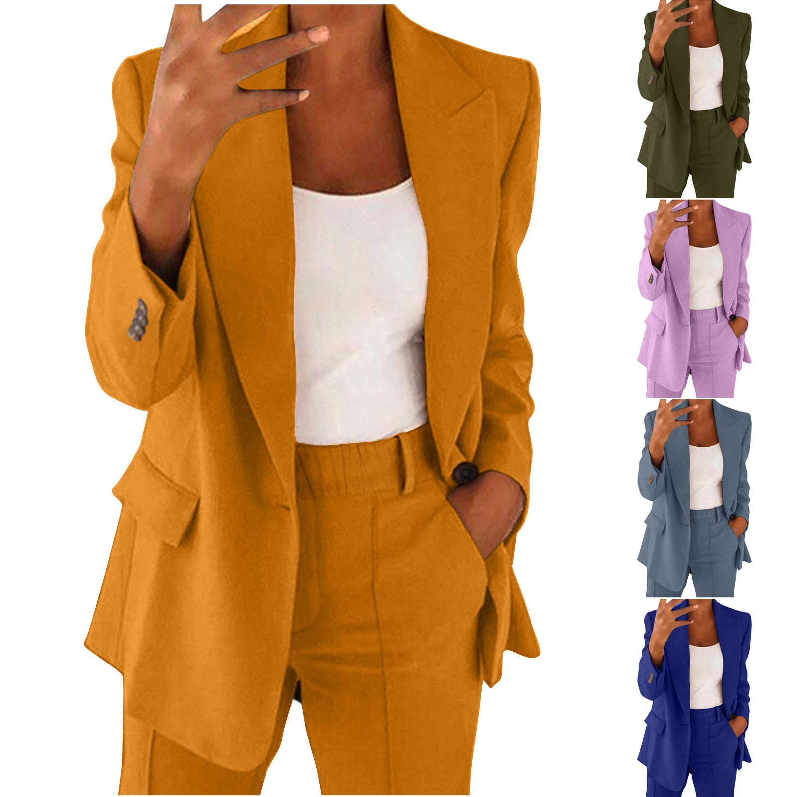 Fashion Button Slim Lapel Cardigan Temperament Suit Coat Suit