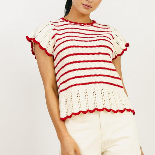 Women's Striped Breeze Crochet Top Casual Summer