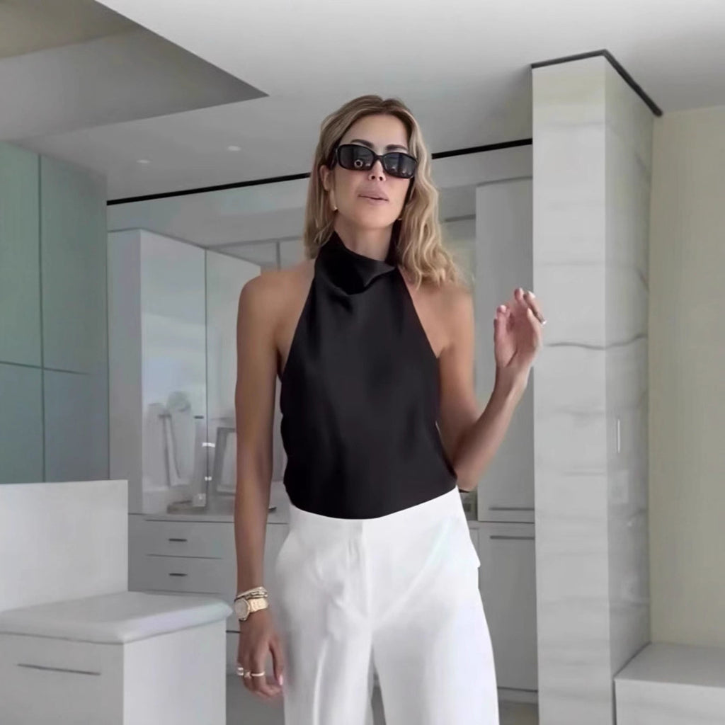 Silk Satin Elegant Halterneck Tank Top