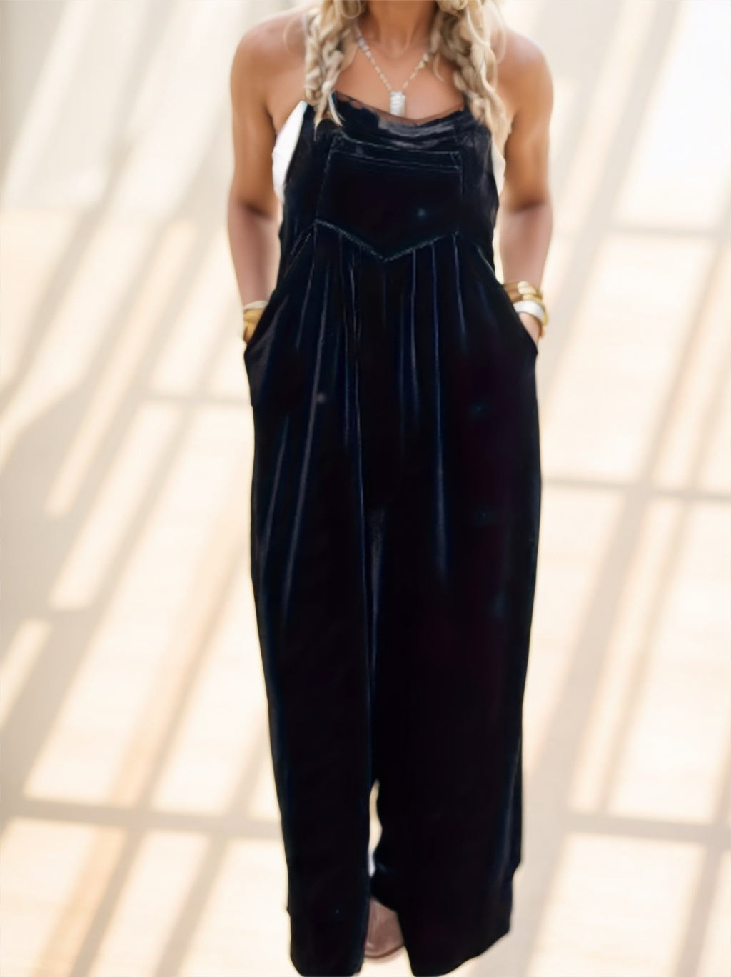 Women's Retro Velvet Overalls