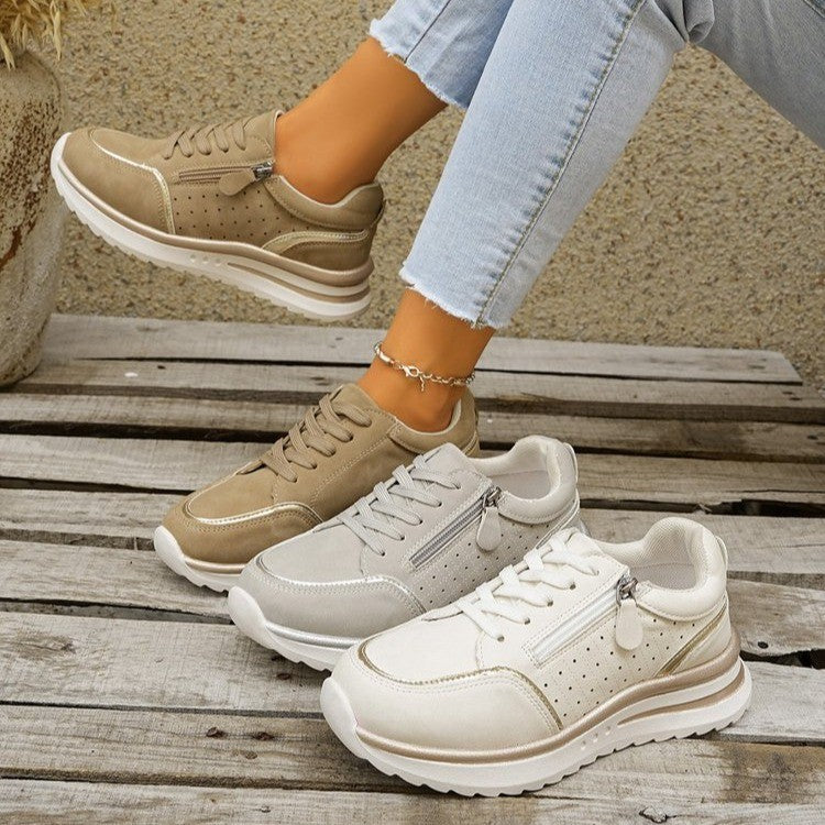 Side-zip Breathable Sneakers With A Chunky Sole For Comfort