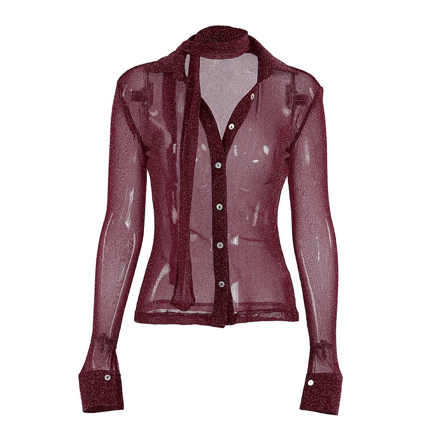 Long-sleeve Shirt With Off-the-shoulder Fluttering Straps