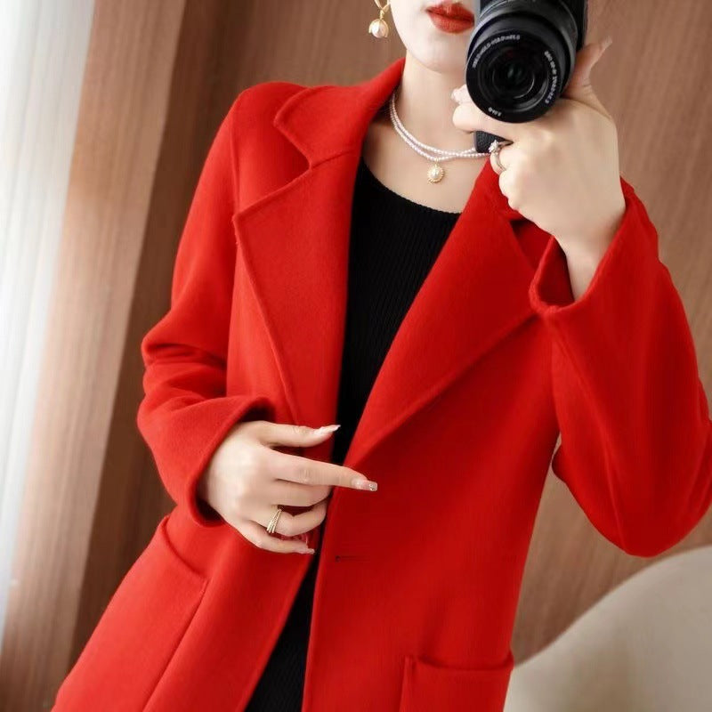 Mid-length Wool Casual Chic Coat