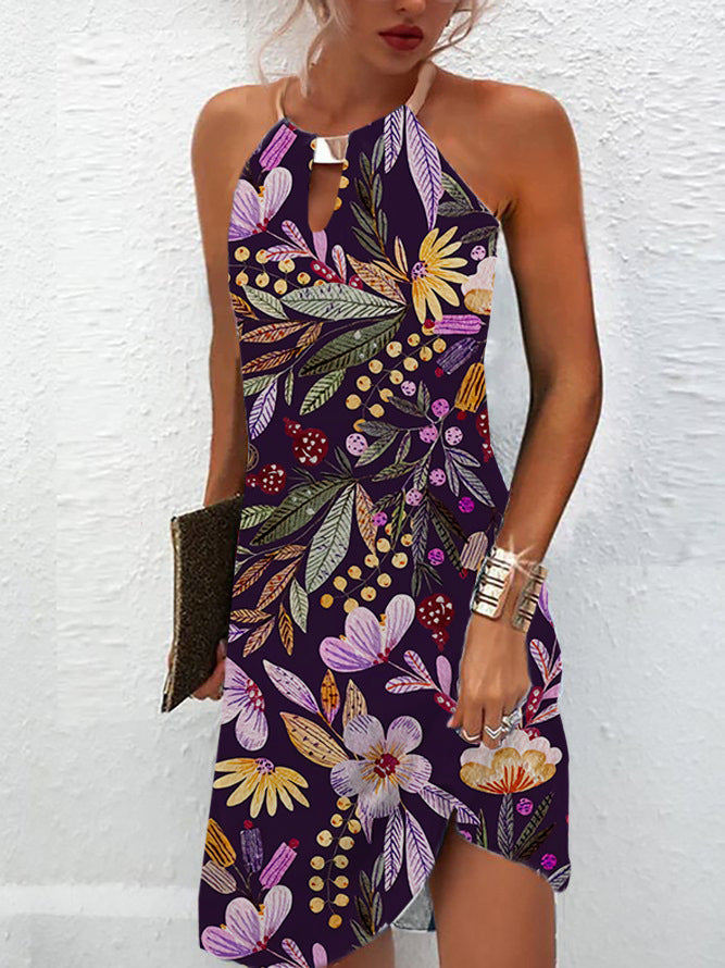 Summer Metal Halter Sleeveless Dress