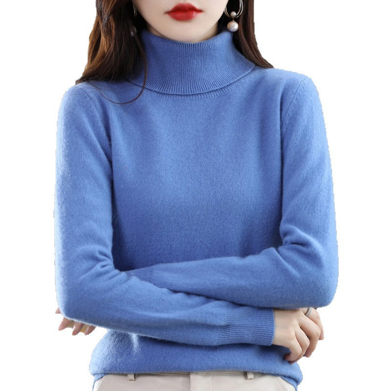 Womens High-neck Wool Sweater A Loose Versatile Knit Perfect For The Office