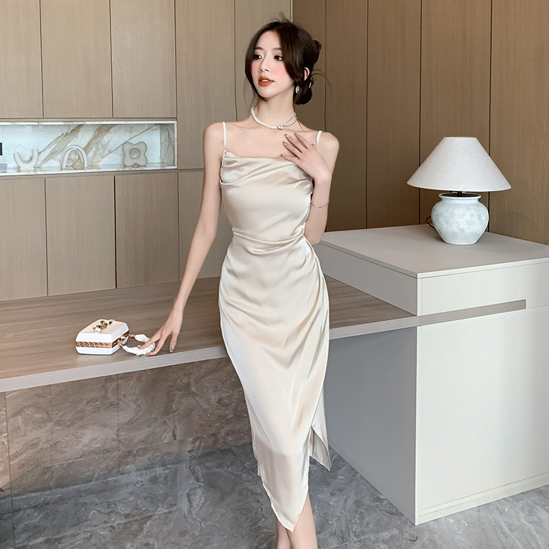 High-grade Acetate Satin Dress Women