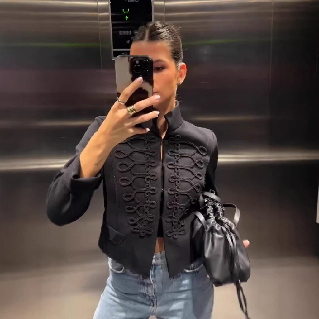 Womens Retro Stand Collar Button-Placket Short New Chinese-Style Jacket