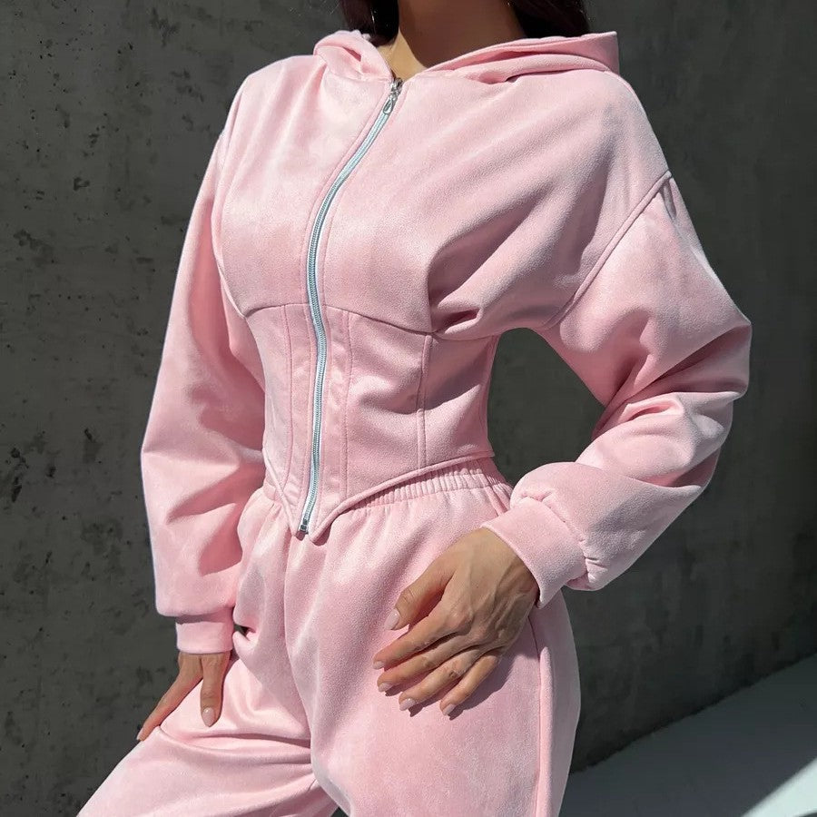 Waist Hooded Sweater Trousers Suit Sports And Leisure