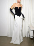 Black & White Strapless Corset Bodice Dress