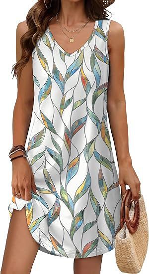 Loose Casual V-neck Flower Holiday Dress