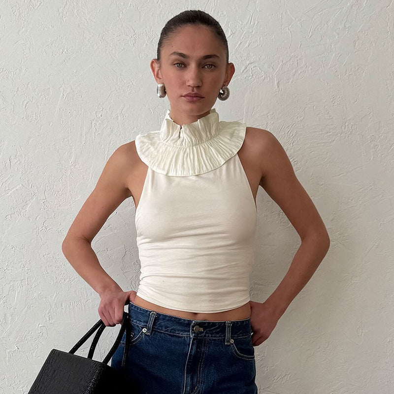 European And American Halter Sleeveless Backless Sexy Slim Top For Women