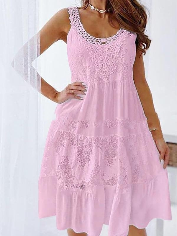 European And American Women's Clothing Lace Splicing Sling Dress