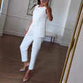 Solid Color Versatile Casual Sleeveless Suit Set