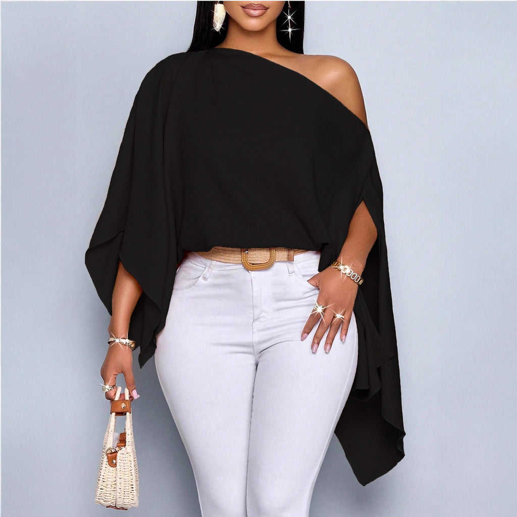 Womens European And American-style Loose-fitting Batwing-sleeve