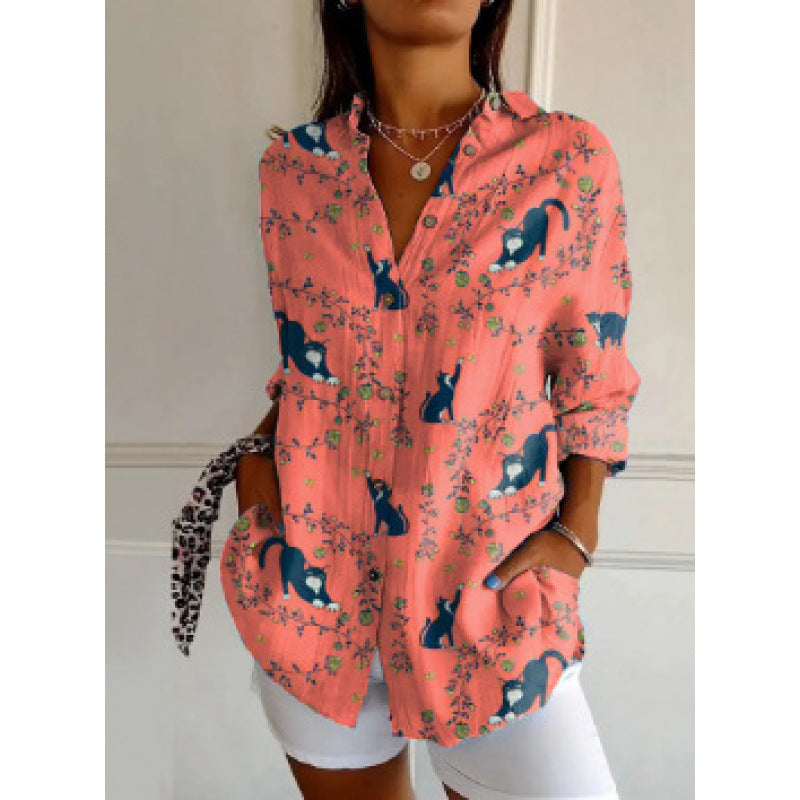 New Women's Long Sleeved Shirt For Summer Fashion, 3D Printed Shirt With Floral Pattern