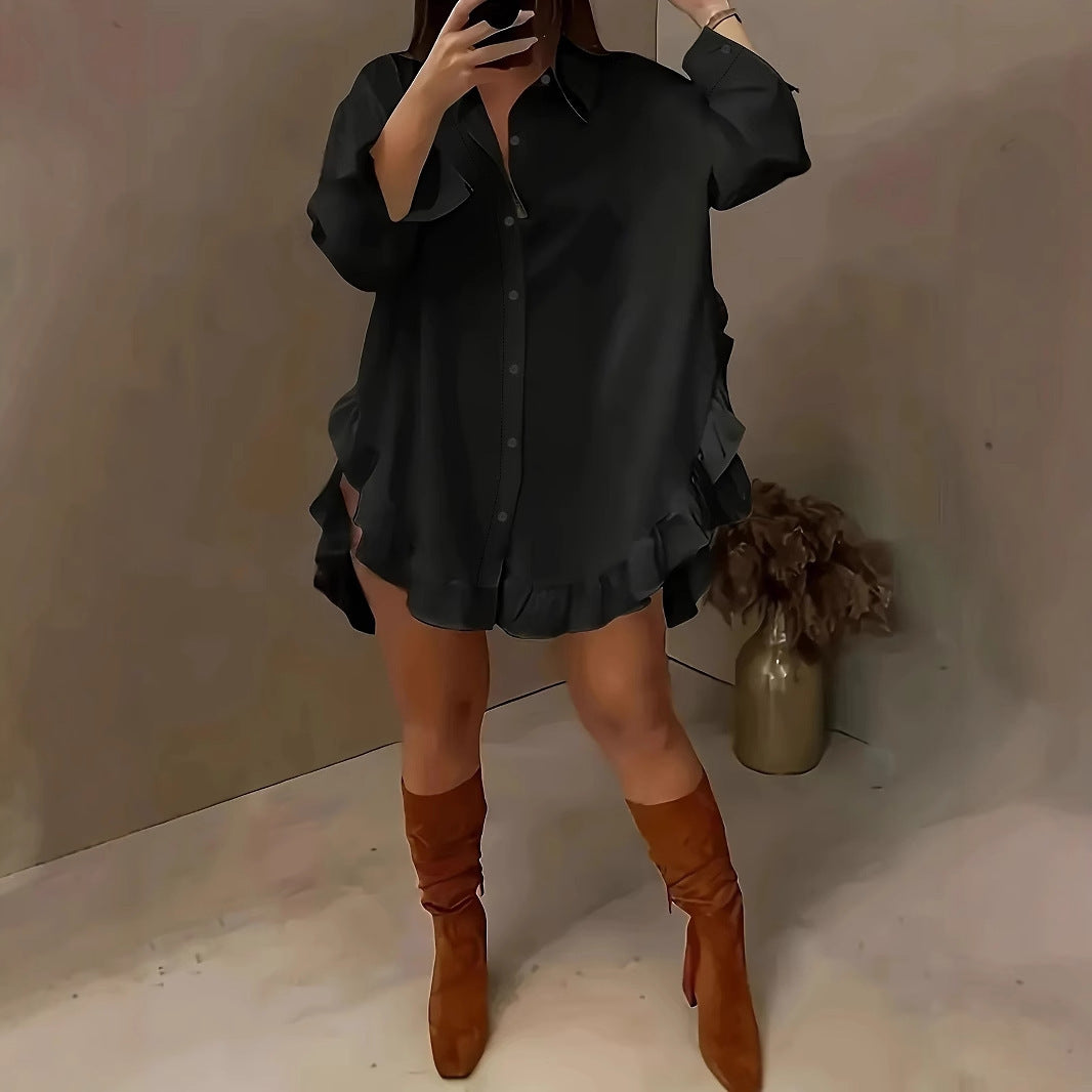Spring And Summer Shirt Loose Solid Color Women's Clothing
