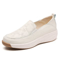 Womens Chunky-soled White Sneakers With A High Heelslip-on Style