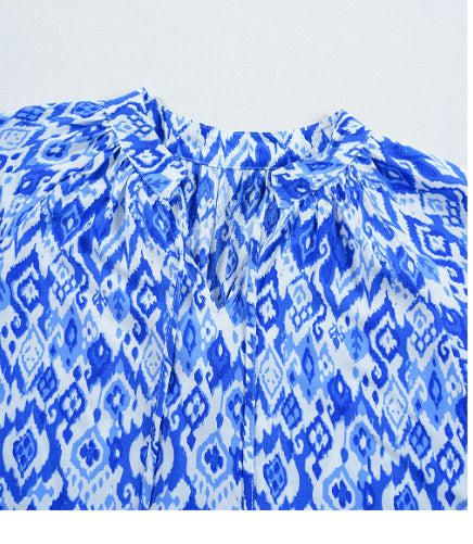 Blue Bohemian Print Leading Shirt Viscose