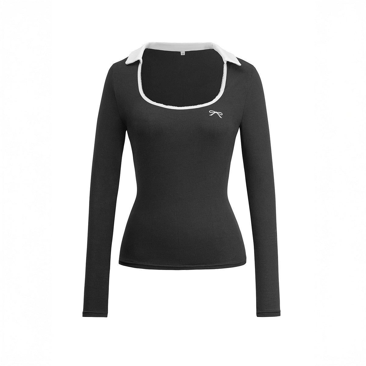 Casual Slim-fit U-neck Solid Color Knitted Long-sleeved Top Women's Clothing