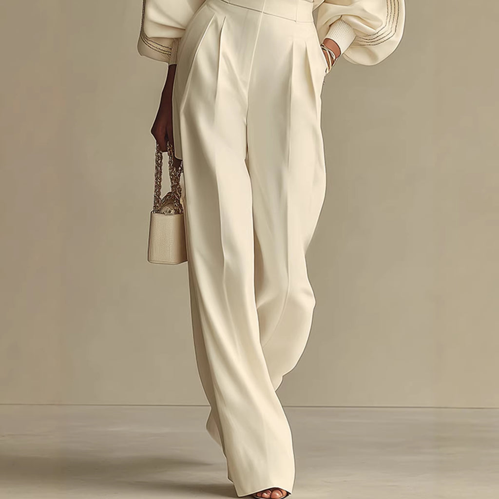 Round Neck Long Sleeved Sweatshirt And Pants Set