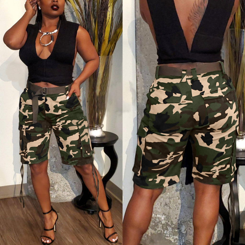 Camouflage Drawstring Multi-pocket Cargo Pants