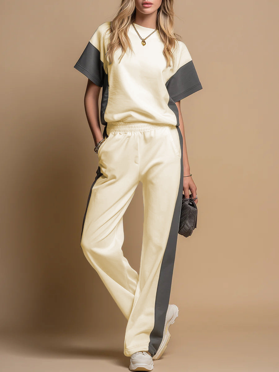 Stylish Minimalist And Relaxed Fit Womens Short Sleeve Set