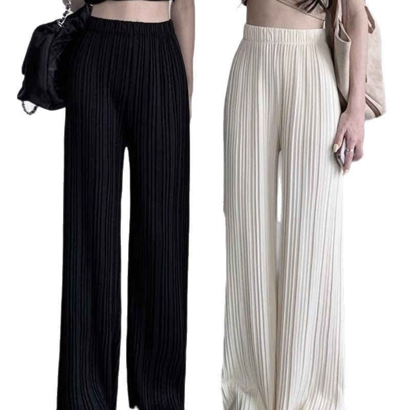 High-waisted Draping Lightweight Pleated Casual Pants