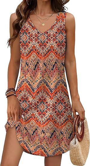 Loose Casual V-neck Flower Holiday Dress