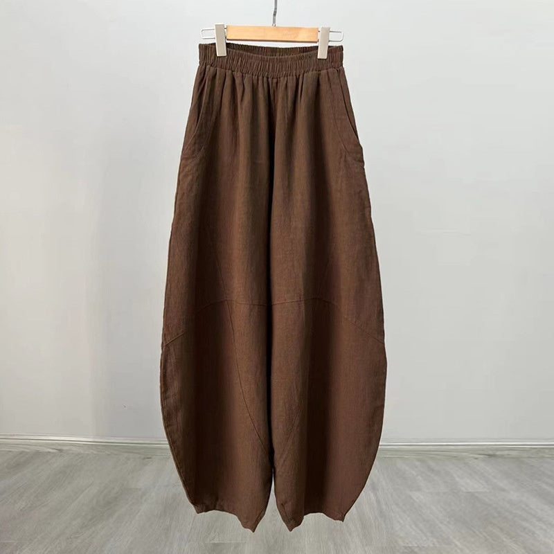 Artistic Retro Cotton And Linen Women's Distressed Loose Casual Pants