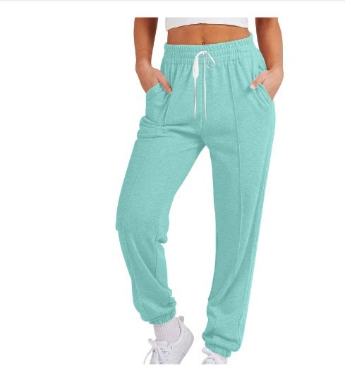 Women's Casual Drawstring Solid Color Sports Jogger Pants