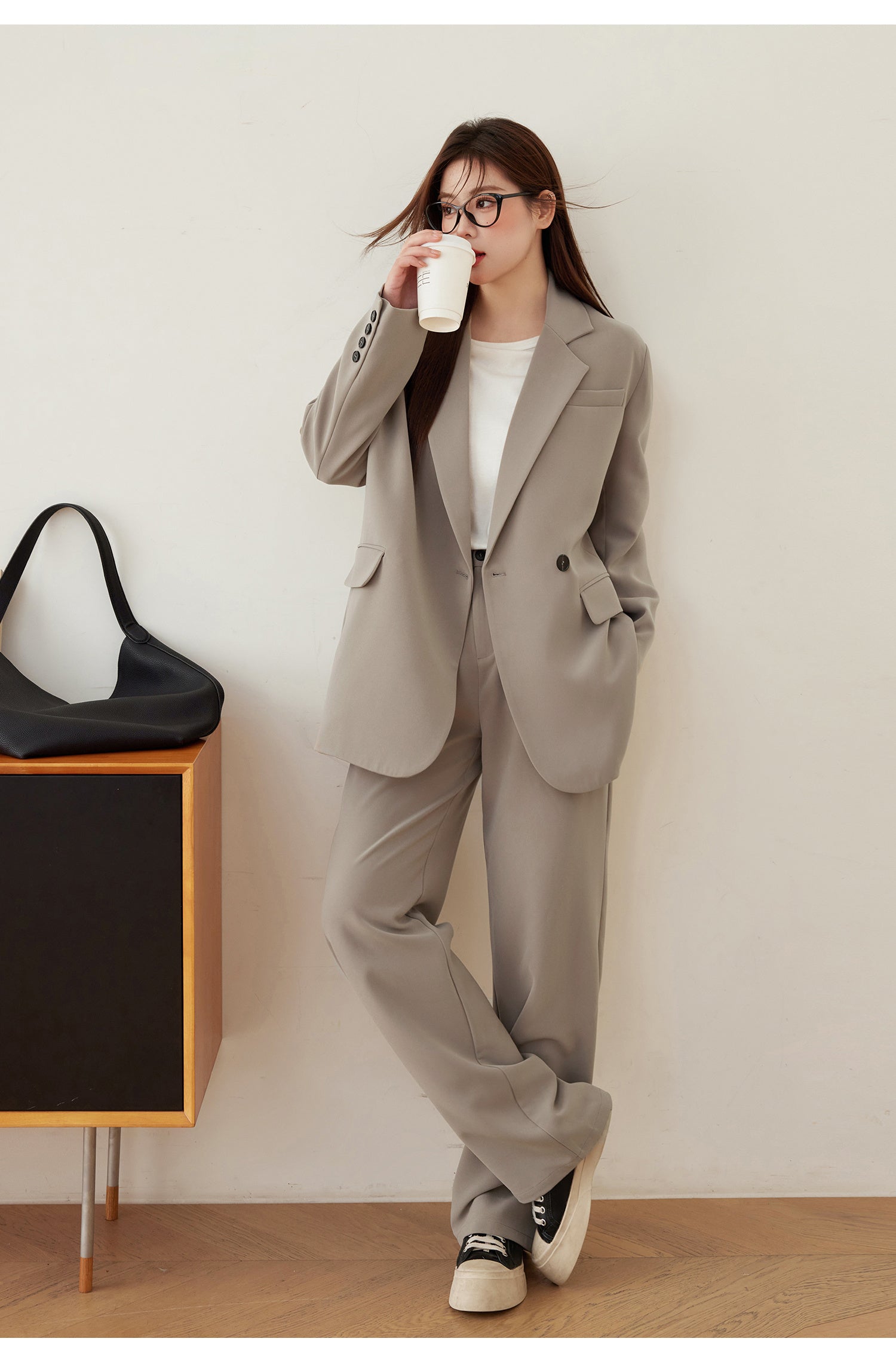 Slightly Plump Mm High-end Accent Casual Suit Set Loose Two-piece Suit