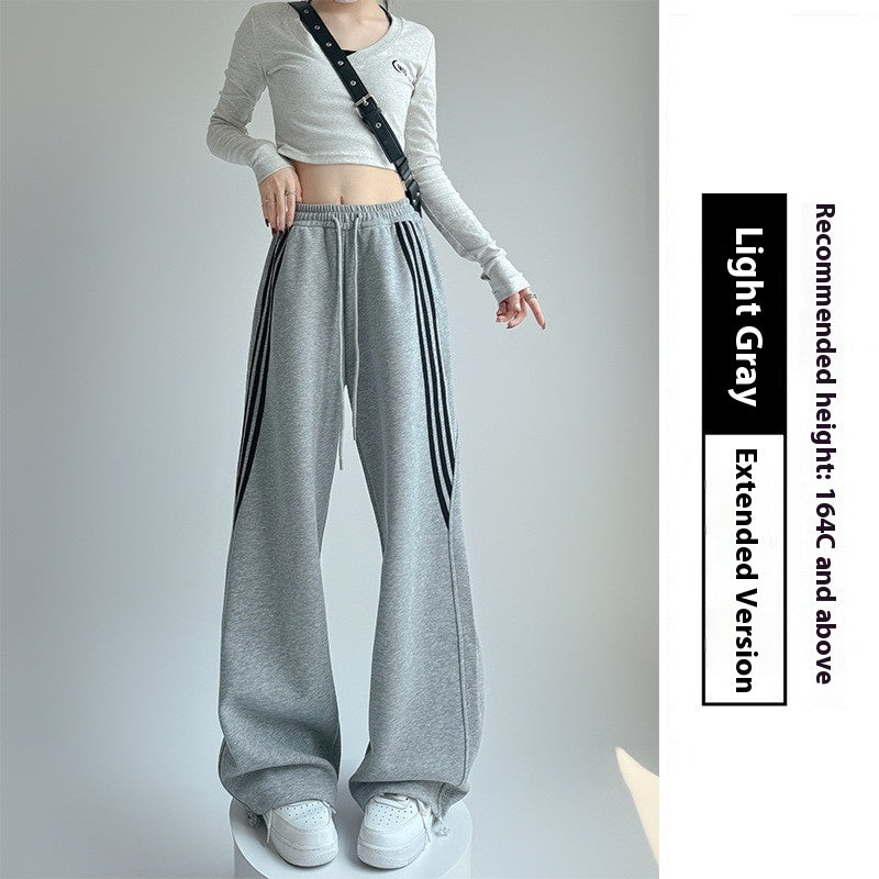 High Waist Slimming And Straight Sweatpants Casual Laid-back Style Wide Leg Pants