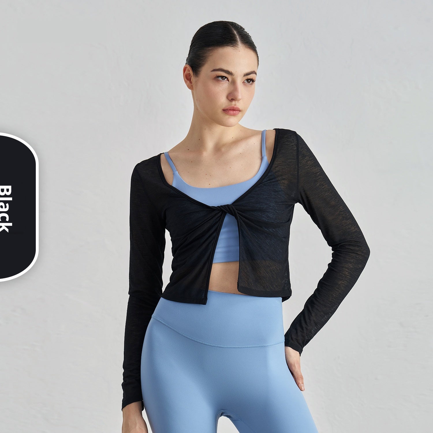 Bunchy Yarn Nude Feel Yoga Clothes Women's Twisted Layered Design Sports Long Sleeve