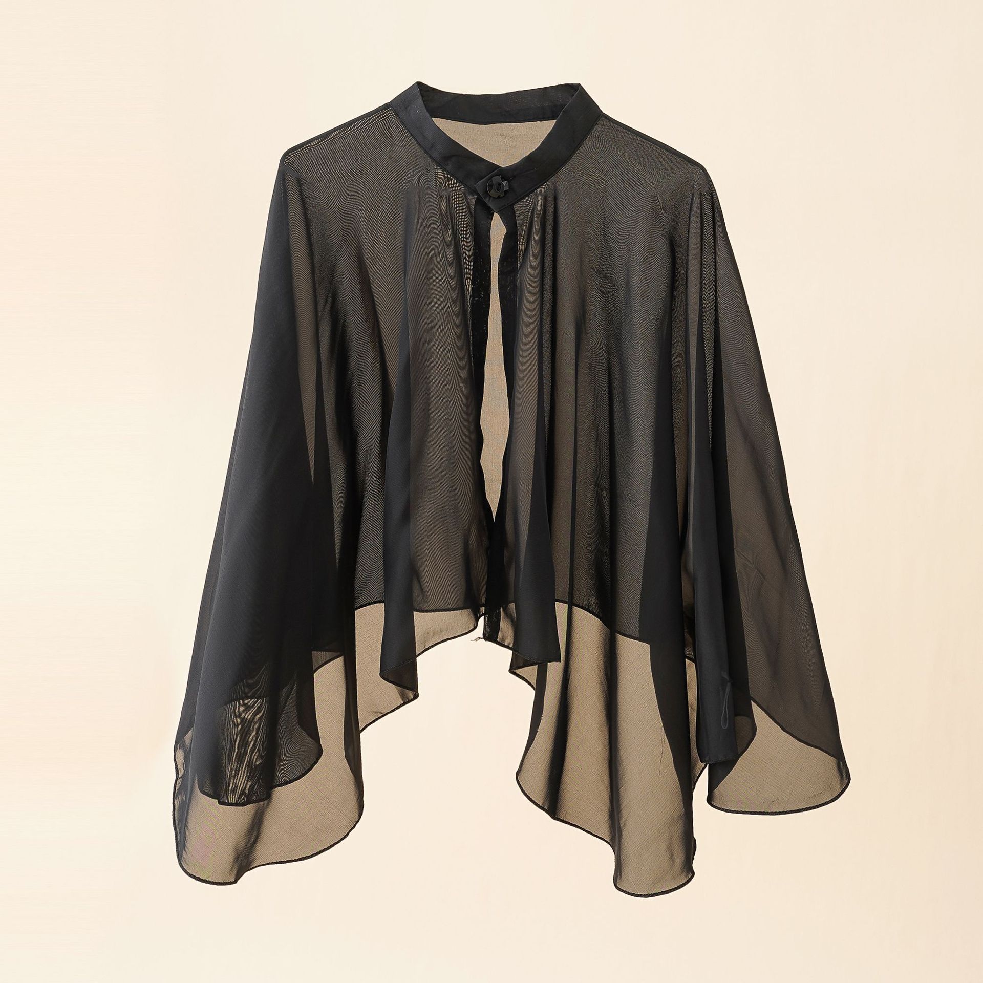 Solid Color Ventilation Shawl Button Chiffon Sunscreen Women's Fashion