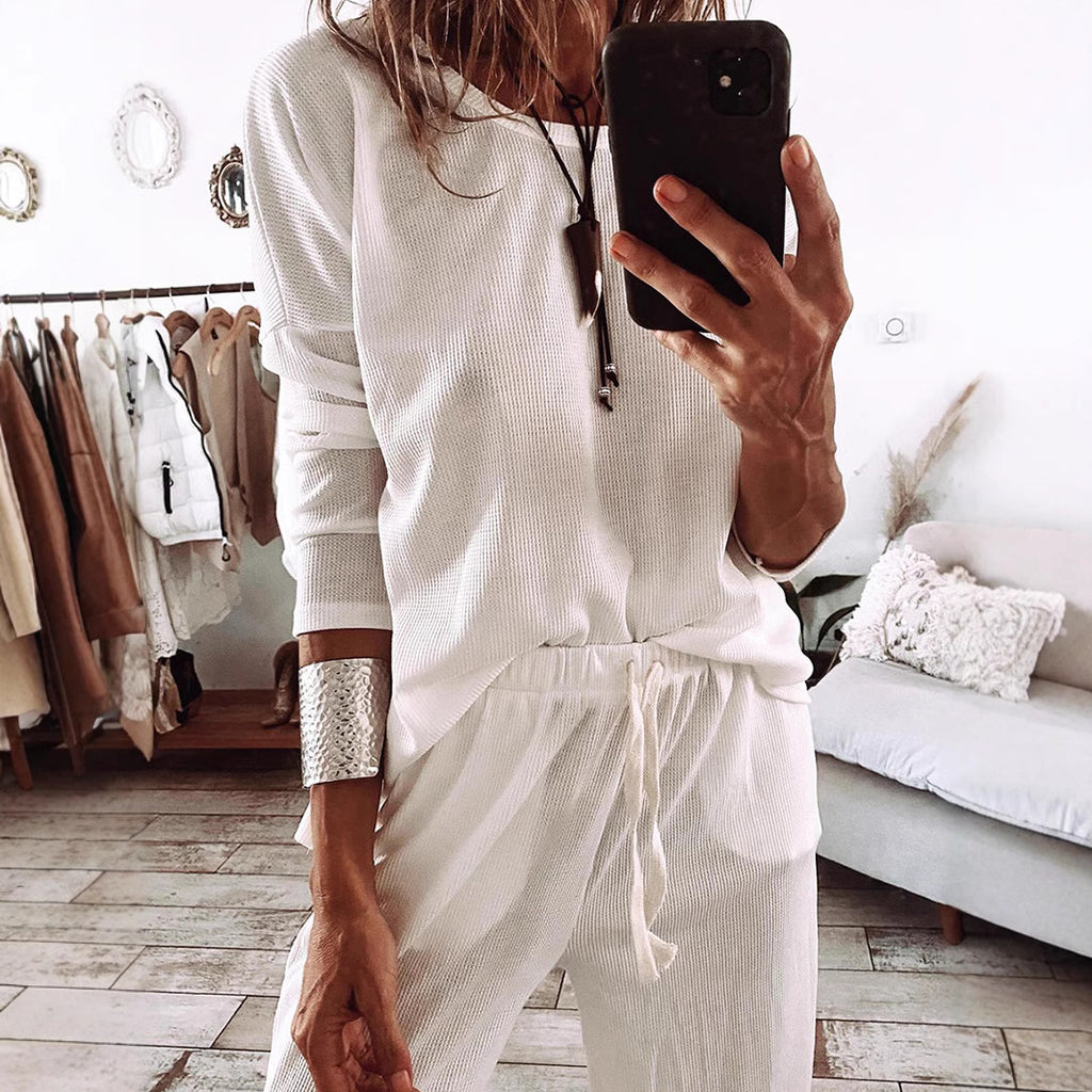 Simple Versatile Relaxed-fit Textured Casual Set