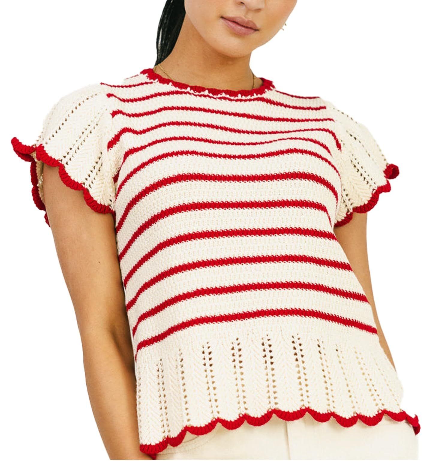 Women's Striped Breeze Crochet Top Casual Summer