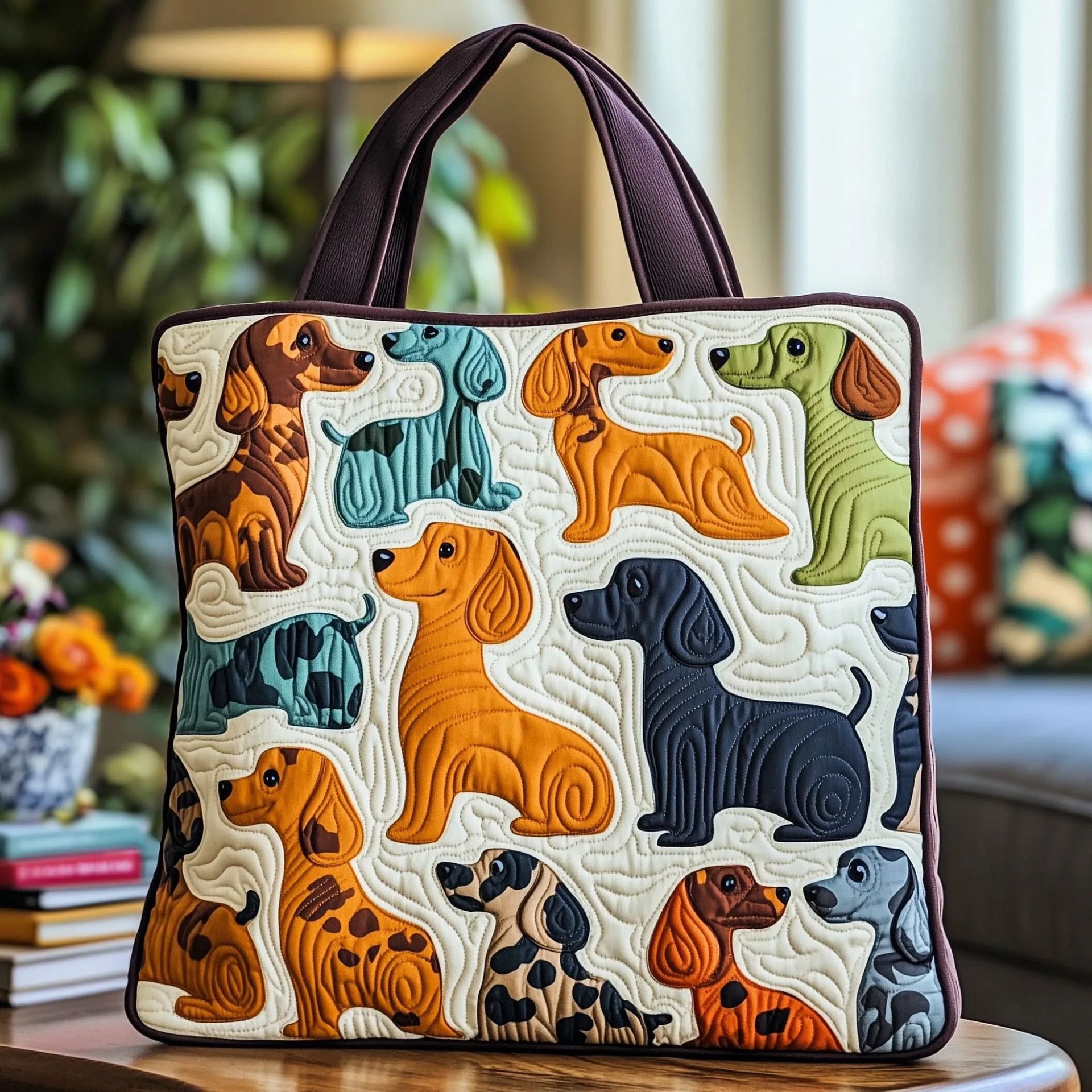 300g Canvas Dog-Printed Tote And Shoulder Bag