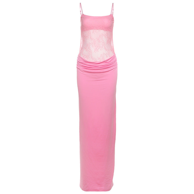 New Temperament Camisole Lace Hollow Backless Slim Fit Dress Women